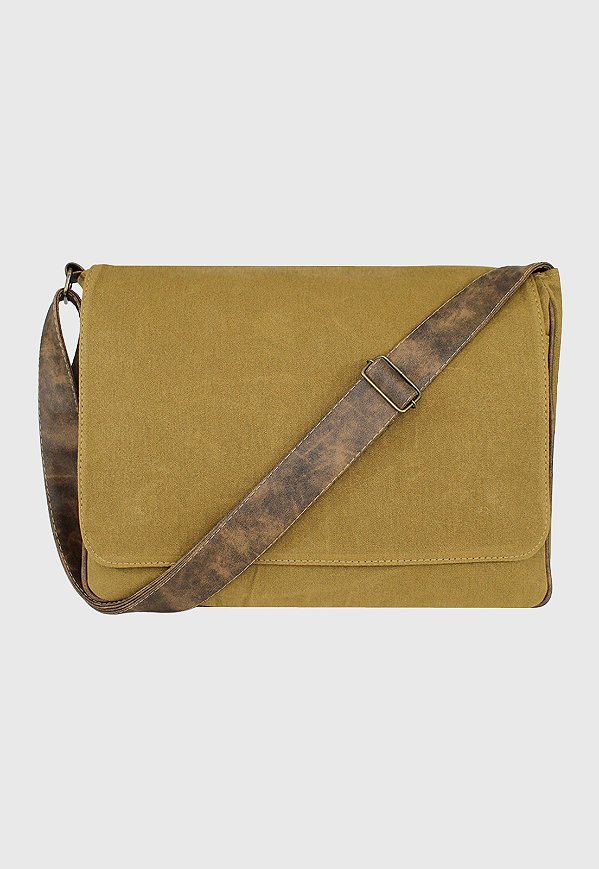 Pasta Carteiro Transversal de Lona Caqui A003