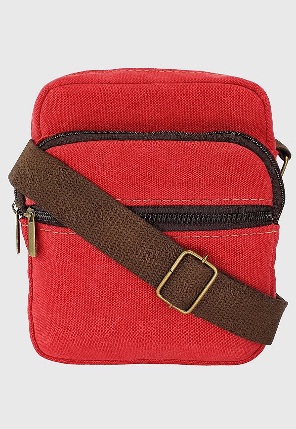 Shoulder Bag Bolsa Transversal Lona Vermelha A009