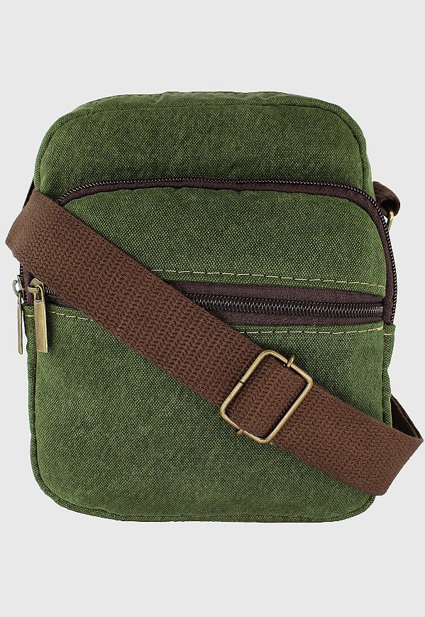 Shoulder Bag Bolsa Transversal Lona Verde A009
