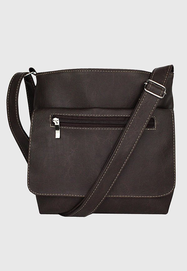Bolsa Transversal Básica Material Sintético Marrom L007