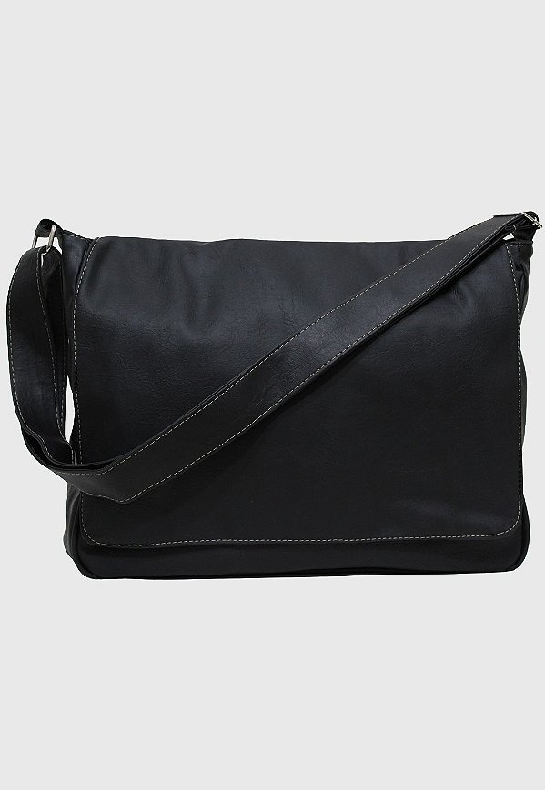 Pasta Carteiro Transversal Masculina Feminina Preta L022