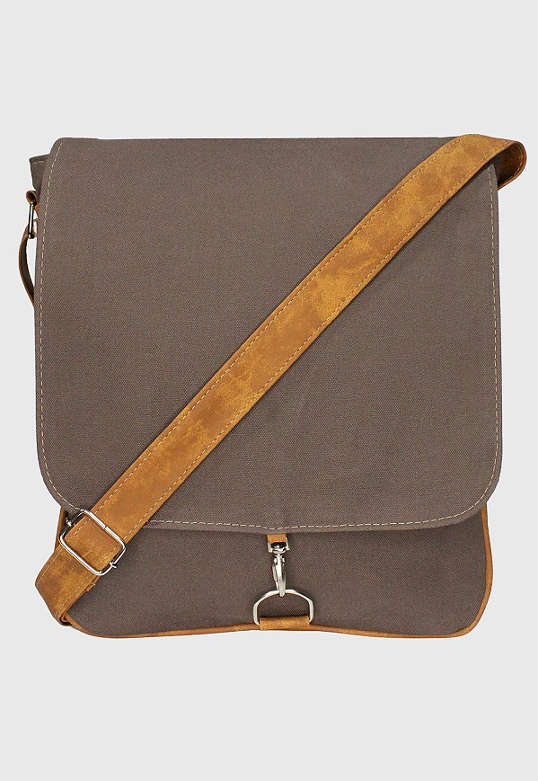 Bolsa Transversal de Lona Cinza L068