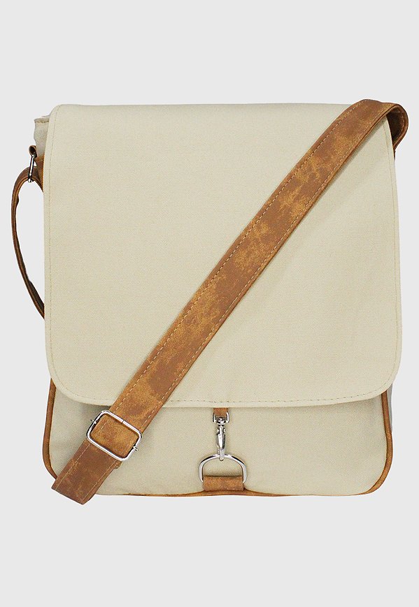 Bolsa Transversal de Lona Bege L068