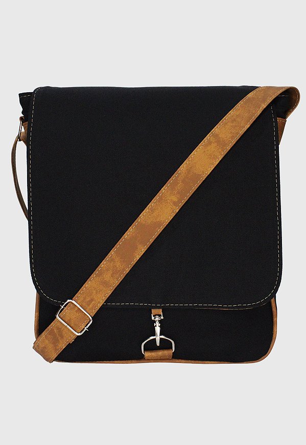 Bolsa Transversal de Lona Preta L068