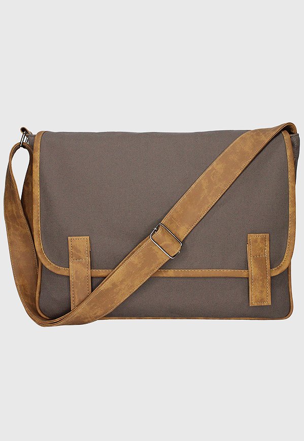 Pasta Carteiro Transversal de Lona Cinza L070