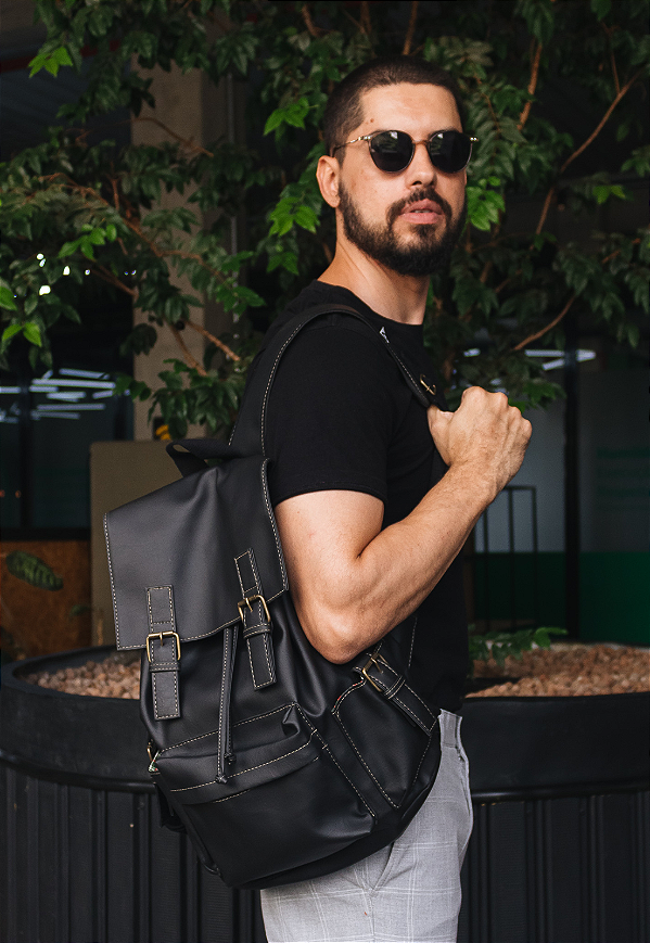 Mochila Executiva Vintage Preta 085