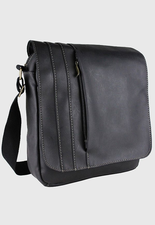 Bolsa Transversal Tiracolo Material Sintético Preta L096
