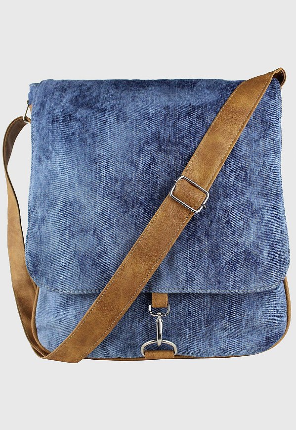 Bolsa Transversal Jeans Azul Manchado L068