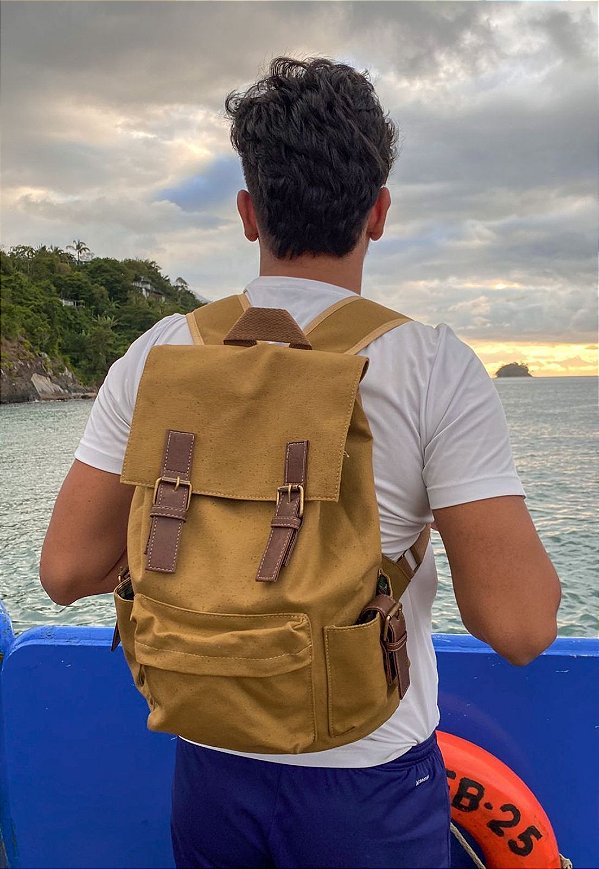 Mochila Vintage de Lona Caqui L085