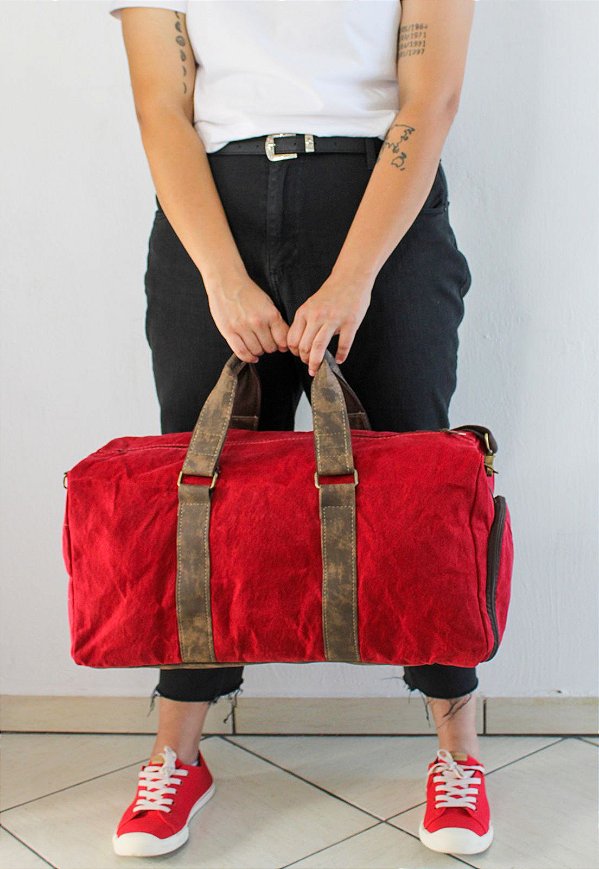 Mala de Viagem Masculina Feminina Vermelha A014