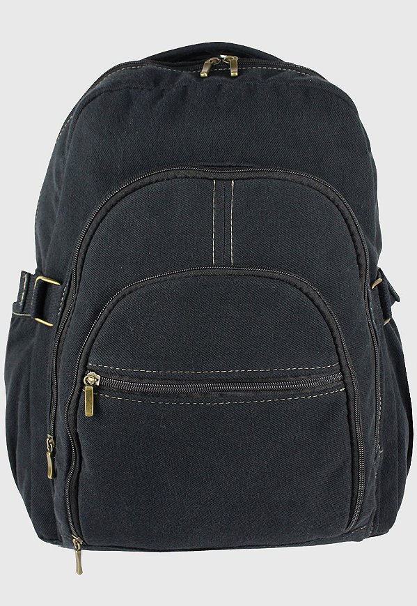 Mochila Jeans Escolar Grande Preta L083