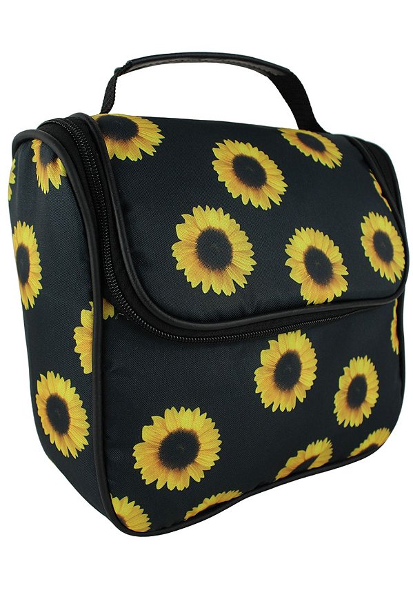 Bolsa Marmiteira Térmica Estampada Girassol Preta A016