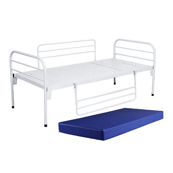 Cama Hospitalar Simples Com Colchão D-28 Par de Grades  - Salutem Hospitalares