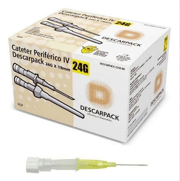 Cateter Periférico Intravenoso 24G Caixa C/100 -  Descarpack
