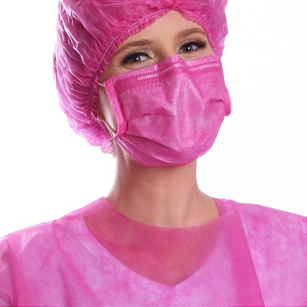 Máscara Descartável Tripla Rosa Pink C/50 Unidades - ProtDesc
