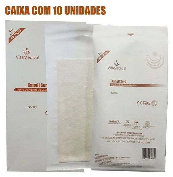 Curativo De Alginato De Cálcio Kangli Sorb 10x20cm Cx C/10 - Vita Medical
