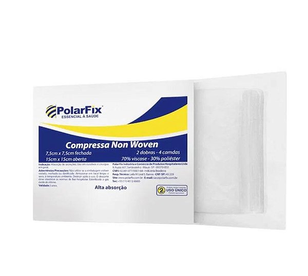 Compressa de Gaze 7,5 x 7,5cm Não Tecido (Non Woven) Estéril F08079 - Polar Fix