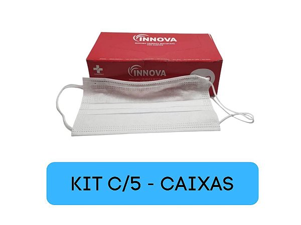 Kit Máscara Cirúrgica Tripla Branca C/ Elast 5 Caixas c/50 Un -Innova