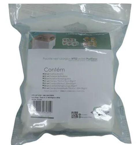 Kit Cirúrgico Odontológico Pacote Vest Cirúrgico Nº02 Estéril - ProtDesc