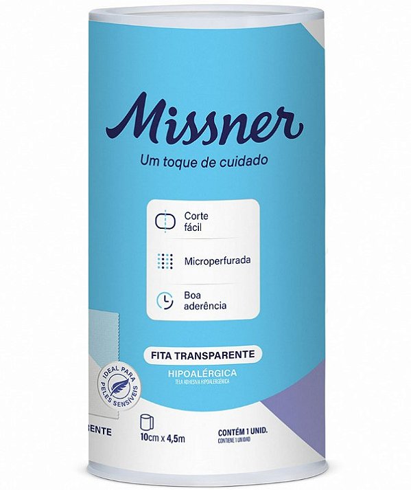 Fita Transparente 10cm x 4,5m Hipoalérgica Microperfurada Unidade - Missner