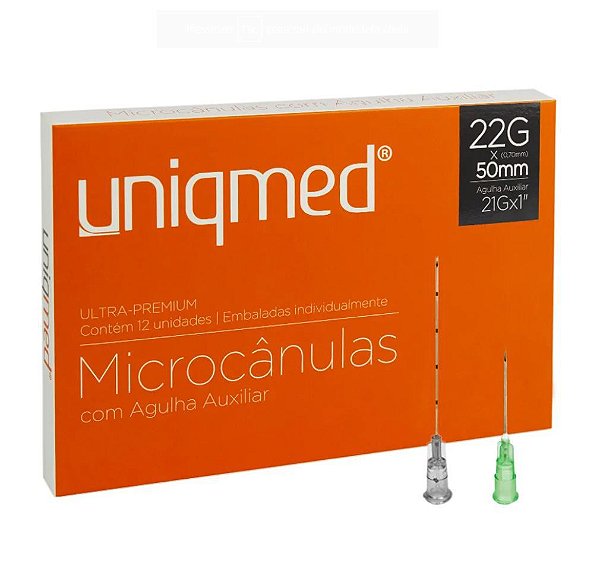 Microcânula Preenchimento Facial 22g X 50mm Cx C/ 12 Unidades - Uniqmed