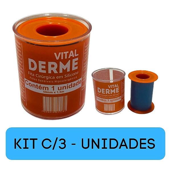 3 Rolos de Fita Cirúrgica De Silicone Adesiva 5cm x 1,5 metro (Cicatriz ) - Vital Derme
