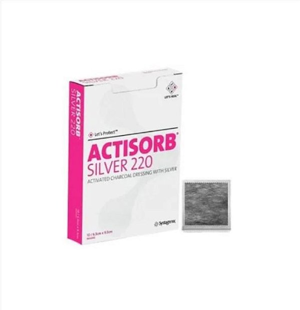 Curativo Actisorb (Plus 25) 6,5 X 9,5cm Carvão Ativado Com Prata Caixa C/10 - Systagenix