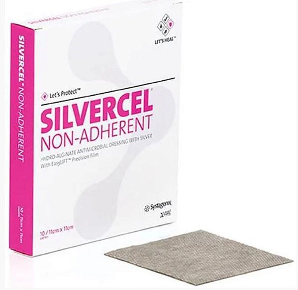Curativo Silvercel Hidroalginato com Prata Não Aderente 11 x 11cm Caixa C/10 Unidades - Systagenix