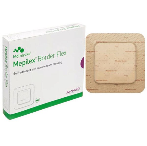 Curativo Mepilex Border Flex Espuma com Borda 10cm x 10cm Caixa C/05 Unidades - Molnlycke