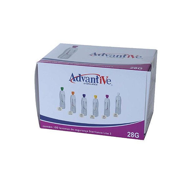 Lancetas de Segurança 28g Caixa C/100 Unidades - Advantive