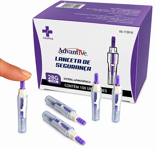 Caixa C/100 Unidades de Auto Lancetas 28G - Advantive