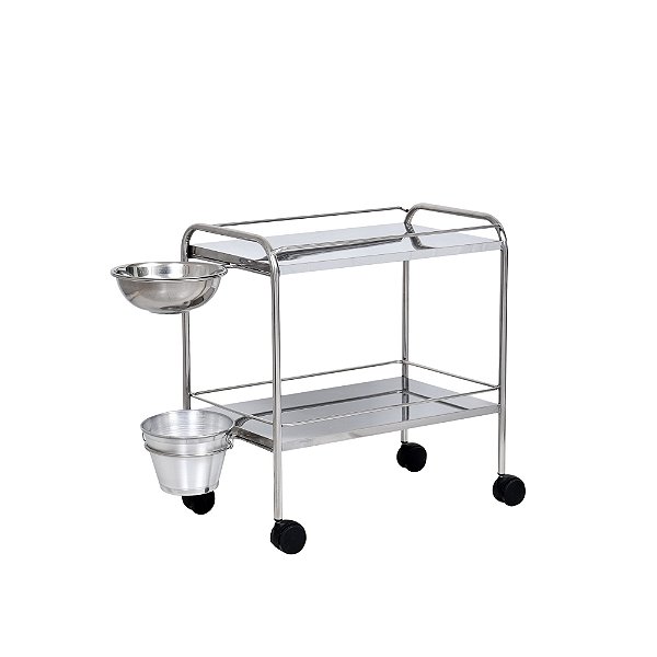 Carro Curativo C/ Balde e Bacia em Inox S-0280 - Salutem