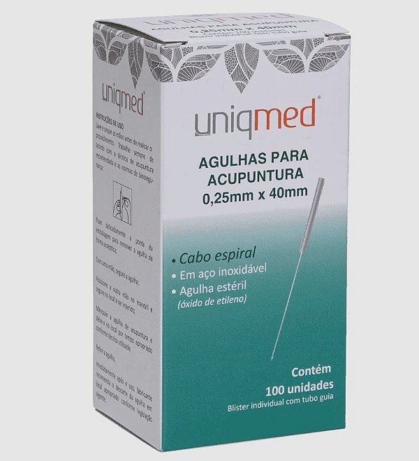 Agulha para Acupuntura 0,25x40mm Caixa C/100 Un - Uniqmed