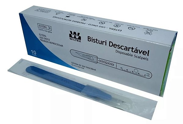 Bisturi Descartável Aço inoxidável Nº23 Caixa C/10 Unidades - Wiltex
