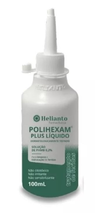Solução Aquosa Polihexam Plus com PHMB 0,2% para Limpeza de Feridas 100ml  - Helianto