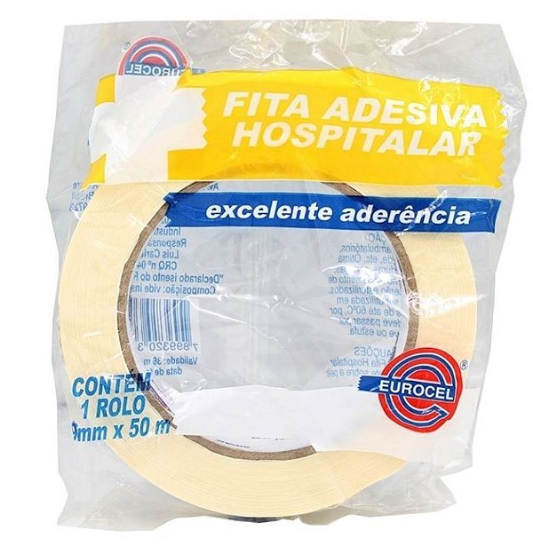 Fita Crepe Branca Hospitalar 19mm x 50 Metros - Eurocel