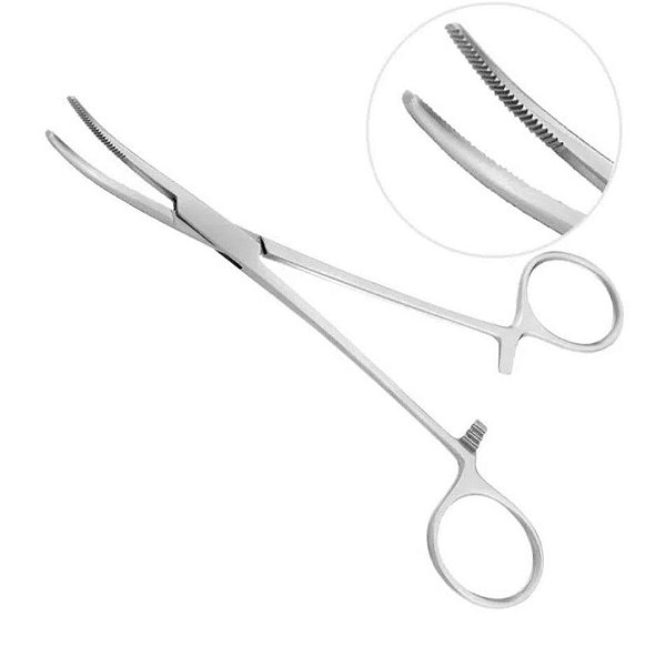 Pinça Kelly 16cm Curva em aço Inox - Vital Gold