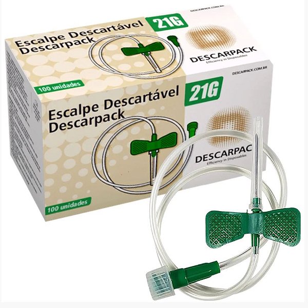 Scalp 21G  Descartável Luer Lock Caixa C/100 Unidades - Descarpack