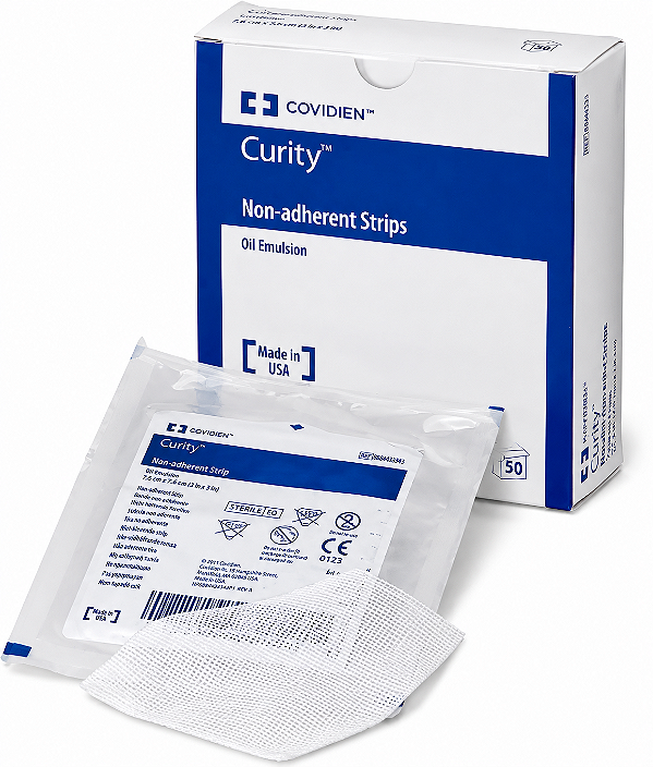 Caixa C/50 Unidades Compressa Emulsão De Petrolatum 7,6 x 7,6cm Curity - Covidien
