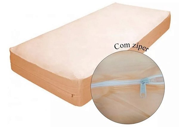 Protetor para Colchão Solteiro Bege Impermeável Siliconizado Com Zíper - Senior Care