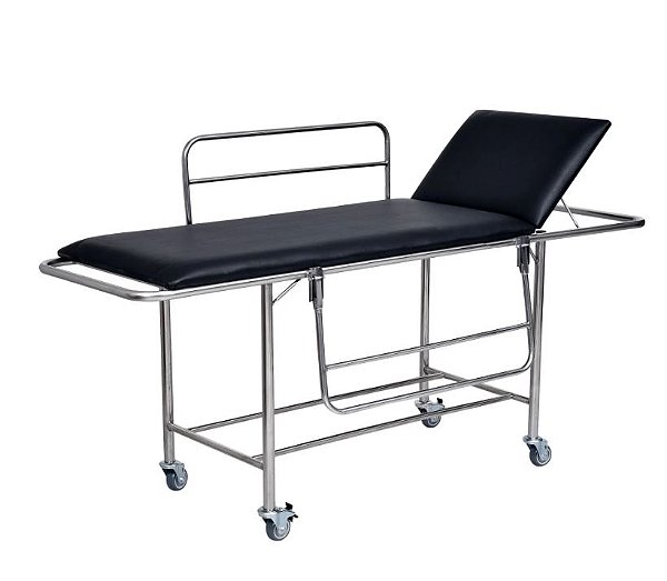 Carro Padiola (Maca) Em Inox Com Estofado Preto e Par de Grades S-0400-B