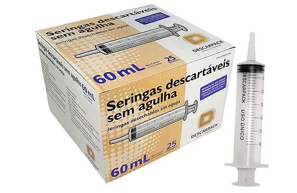 Seringa Descartável 60ml Bico Cateter Caixa C/25Un - Descarpack