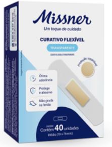 Curativo Flexível (Tipo Band Aid) Transparente Caixa C/40 Unidades - Missner