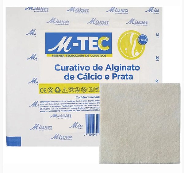 Curativo De Alginato de Cálcio e Prata 10 x 10cm M-Tec Unidade - Missner