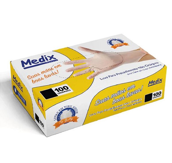 Luva De Vinil Sem Pó Tamanho P - Medix