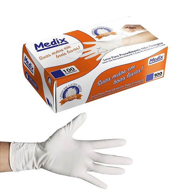 Luva de Procedimento Látex C/Pó Cx C/100 Unidades Tam PP - Medix
