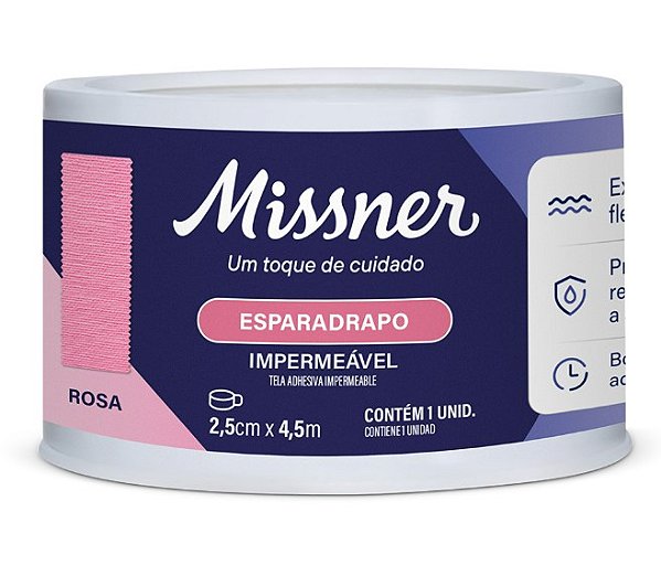 Esparadrapo Rosa 2,5cm x 4,5m Impermeável - Missner