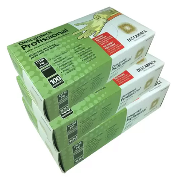 Kit C/3 Caixas Luva de Látex Com Pó Profissional Tamanho M - Descarpack
