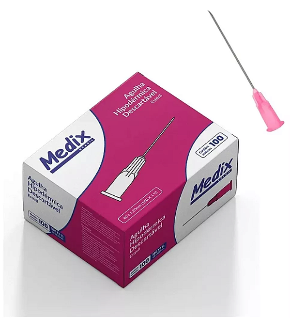 Agulha Descartável 40x 12mm (18g) Caixa C/100 Unidades - Medix