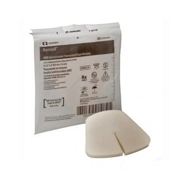 Cobertura Espuma Fenestrada Antimicrobiana com PHMB 8.9cm x 7.6 cm Unidade - Covidien